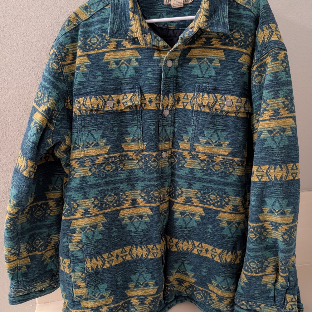Duluth Trading Co Green and Yellow Patterned Jacket
